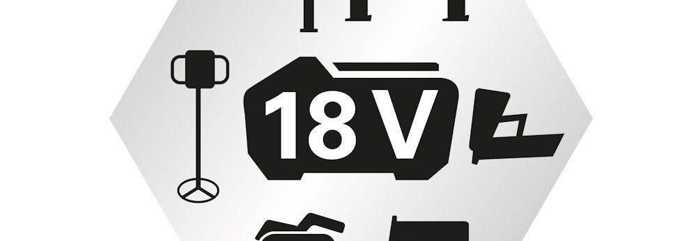 18 Volt Werkzeugsystem mit verschiedenen Geräten